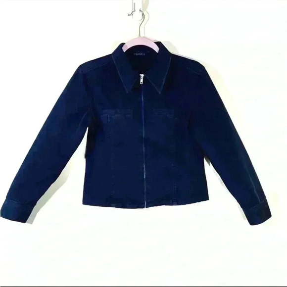 Express Black Denim Full Zip Collared Jean Jacket - Picture 1 of 14